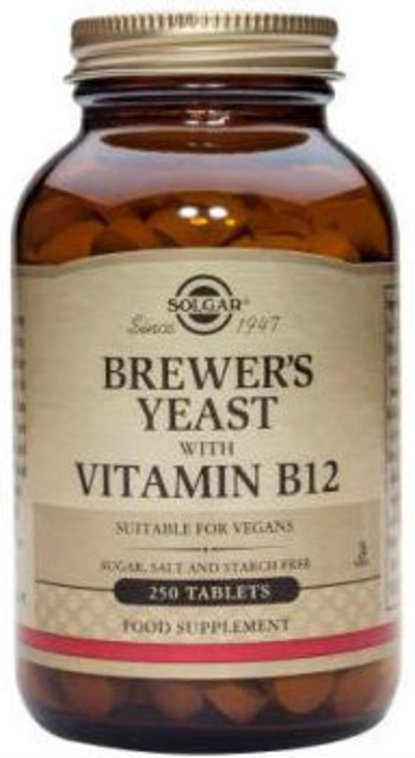 Solgar Brewers Yeast with Vitamin B12 250 Tablets image 0